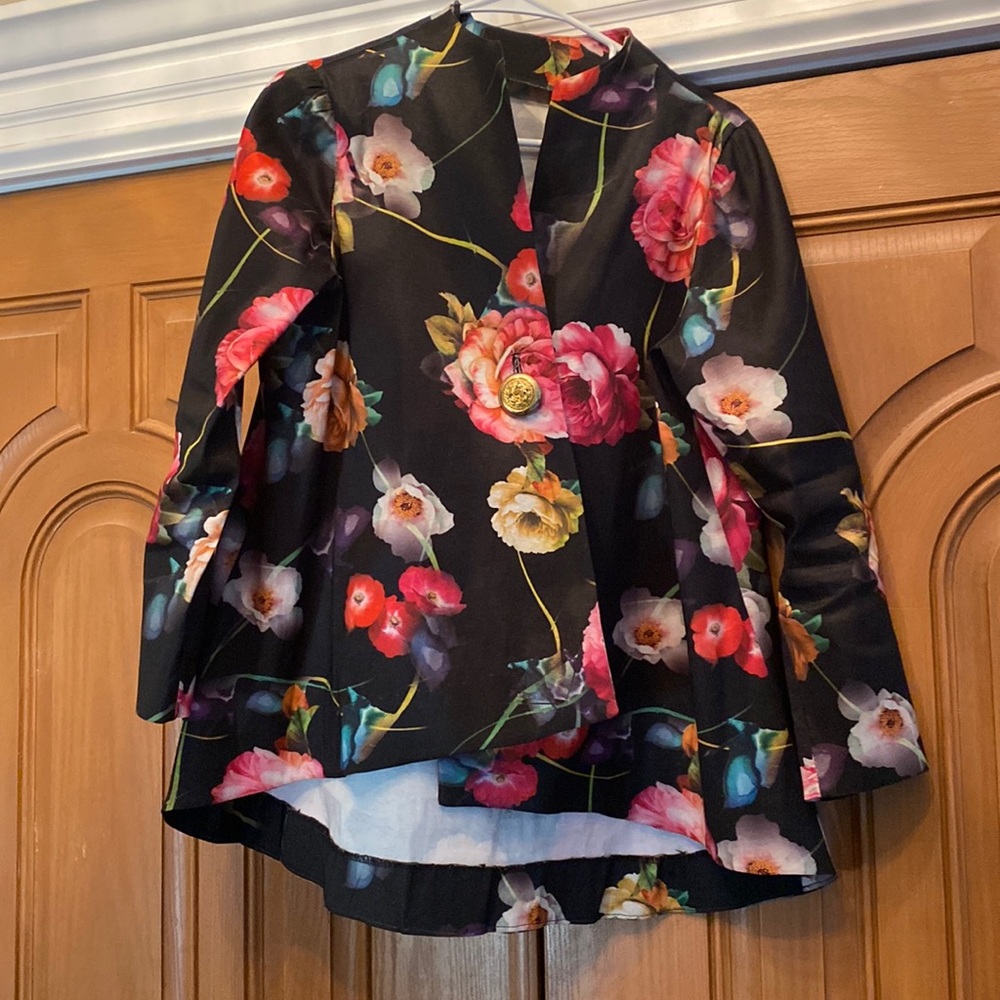 Custom floral high-low blazer sz M